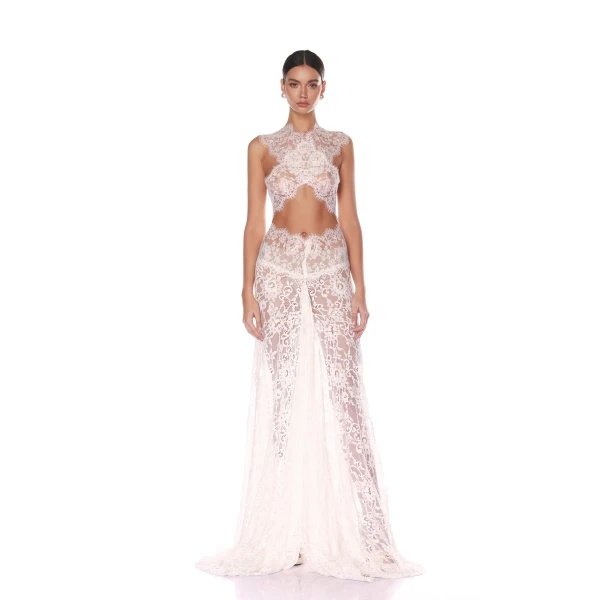 Bronx and Banco Naia Blanc Lace Gown, view 2