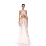 Bronx and Banco Ivory Naia Blanc Lace Gown  a harmonious blend of structured elegance and timeless sophistication