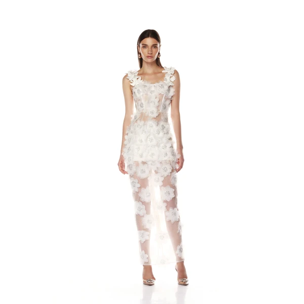 Bronx and Banco Rosalie White Maxi Dress, view 3