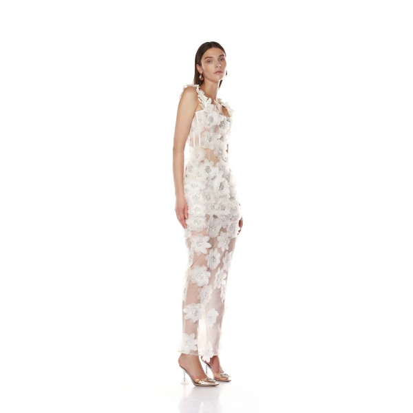 Bronx and Banco Rosalie White Maxi Dress, view 4