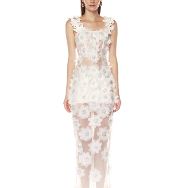 Bronx and Banco White Rosalie White Maxi Dress  a harmonious blend of structured elegance and timeless sophistication