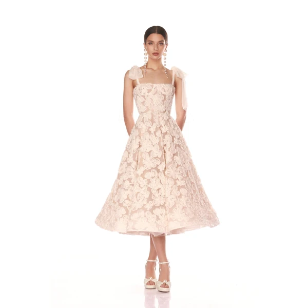 Bronx and Banco Sabrina White Midi Dress, view 2