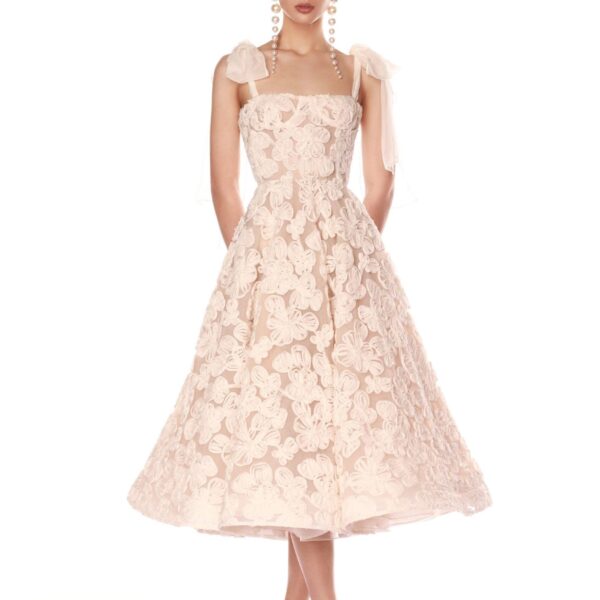 Bronx and Banco White Sabrina White Midi Dress  a harmonious blend of structured elegance and timeless sophistication.
