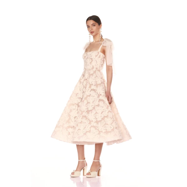 Bronx and Banco Sabrina White Midi Dress, view 3