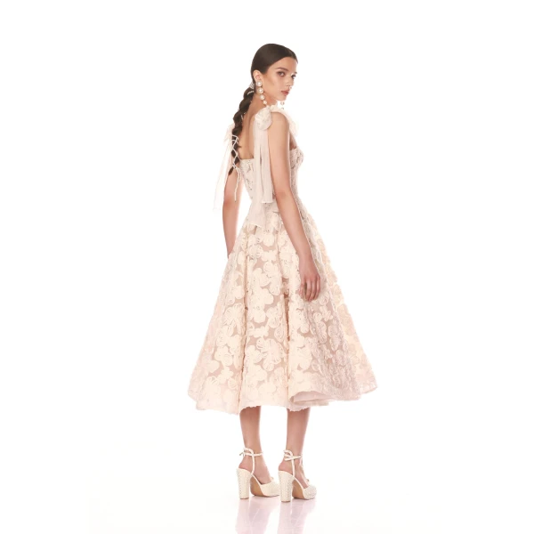 Bronx and Banco Sabrina White Midi Dress, view 4