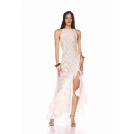 Bronx and Banco White Sicilia White Ruffle Dress  a harmonious blend of structured elegance and timeless sophistication
