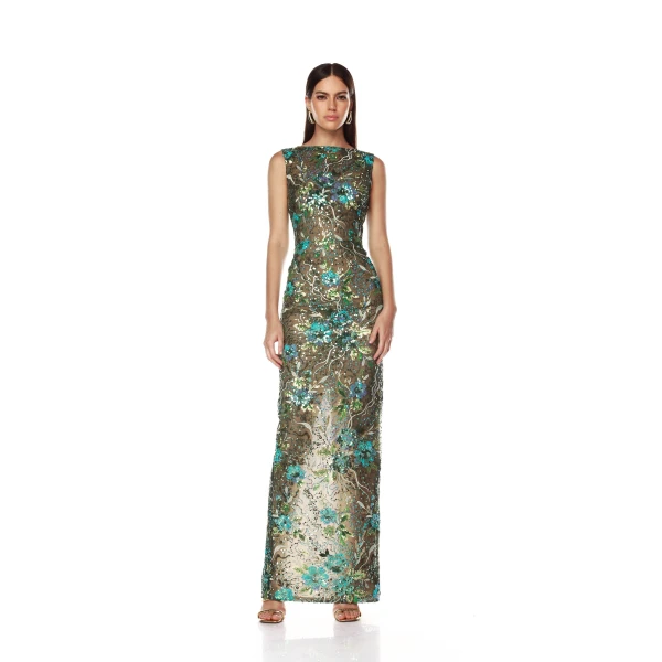 Bronx and Banco Violet Teal Maxi Dress, view 2