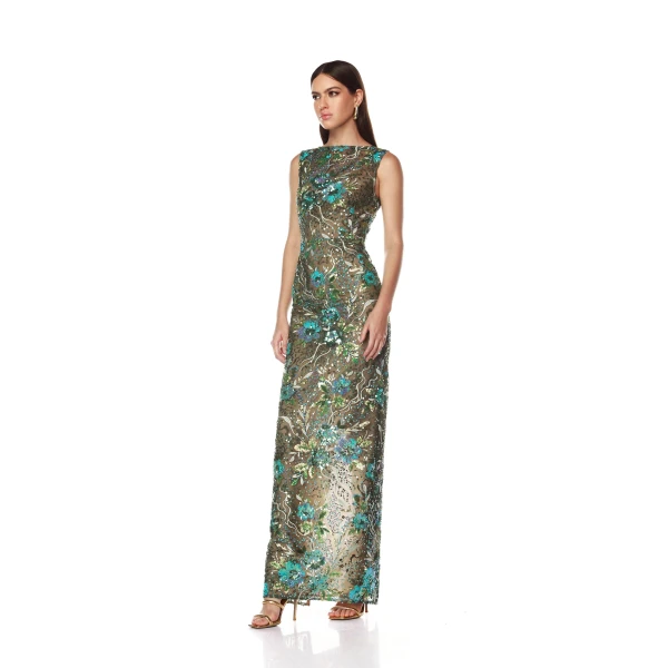 Bronx and Banco Violet Teal Maxi Dress, view 4