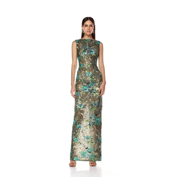 Bronx and Banco Violet Teal Maxi Dress