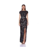 Bronx and Banco Red Zinna Embroidered Maxi Dress  a harmonious blend of structured elegance and timeless sophistication