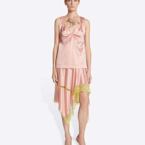 with contrast lace trim.
