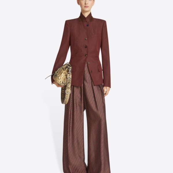 in striped wool blend.