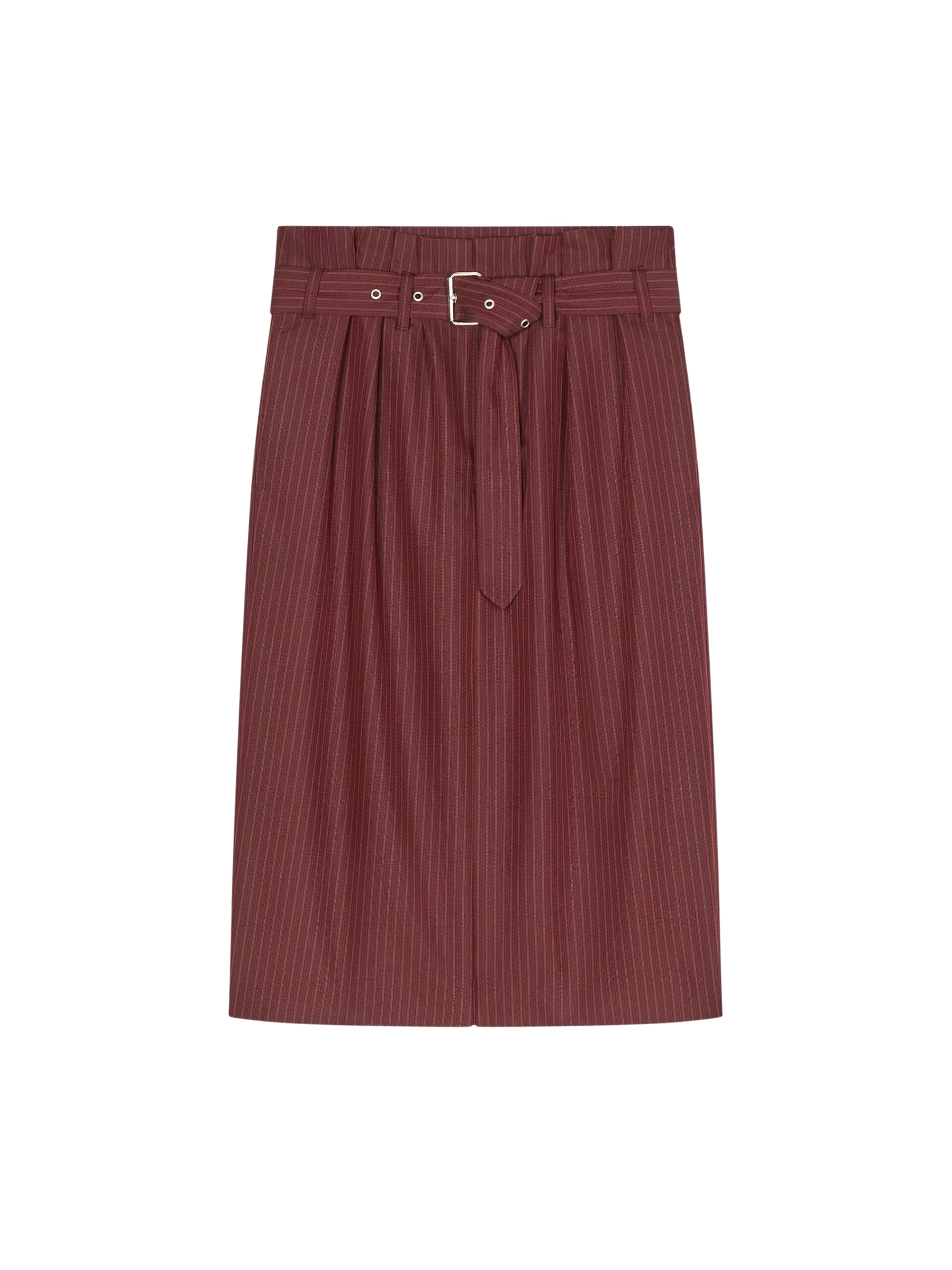 Belted wool skirt