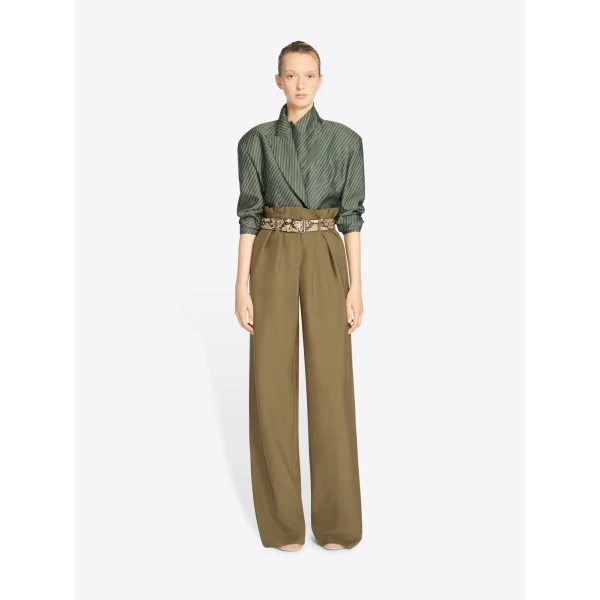 in wool mohair twill.