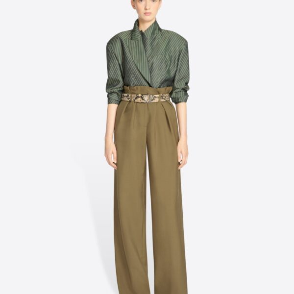 in wool mohair twill.