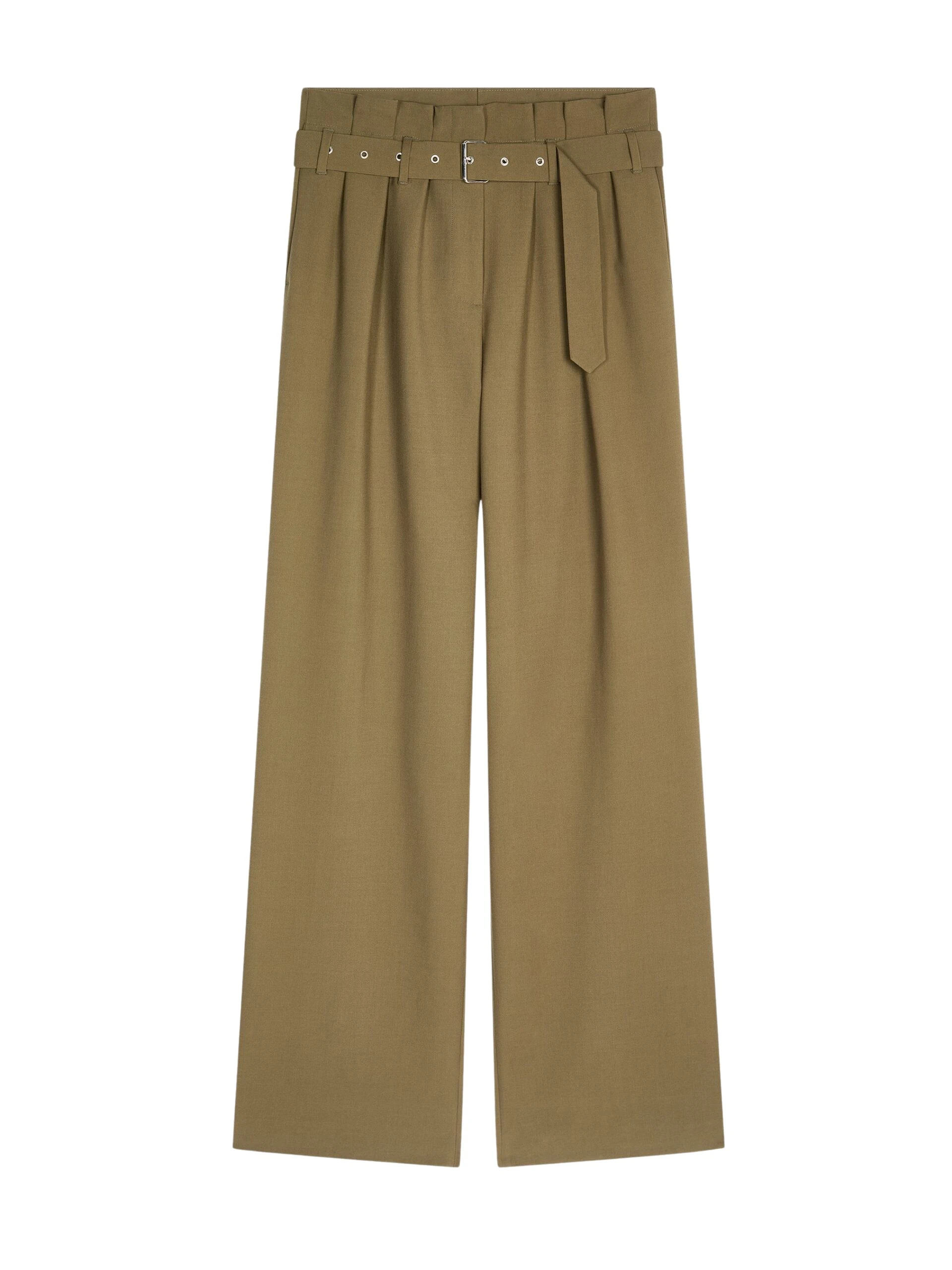 Belted wool trousers