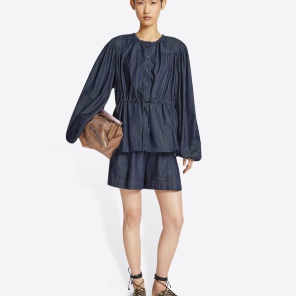 in lightweight rinsed indigo denim.