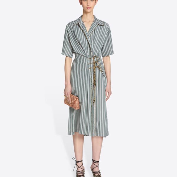 in striped cotton poplin.