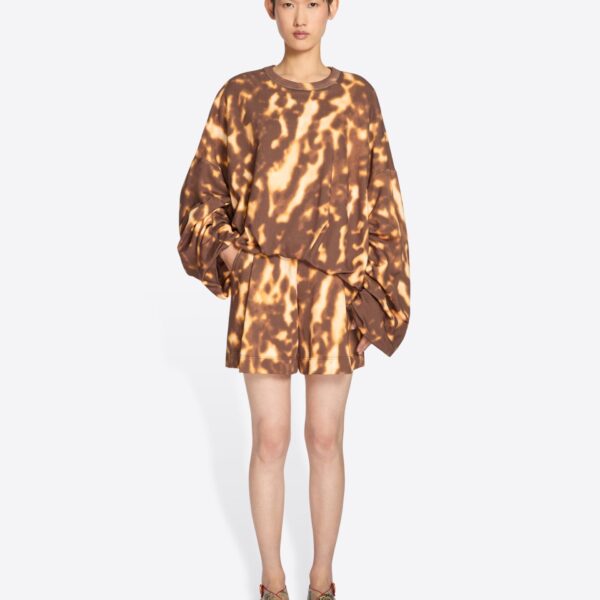 with draping and Orchid Petal print.