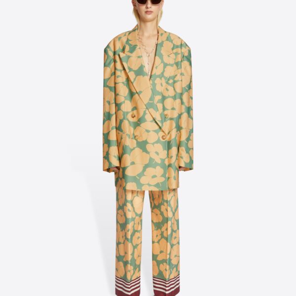in floral viscose cotton blend.