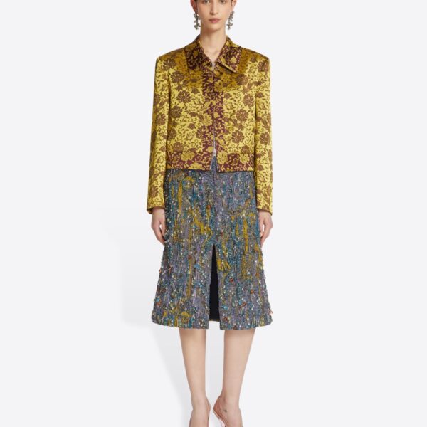 in embellished jacquard cotton viscose blend.