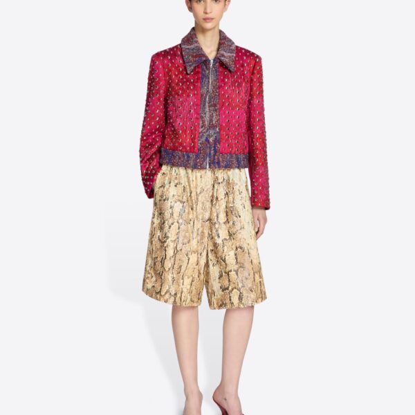 with snakeskin printed sequin embroidery.
