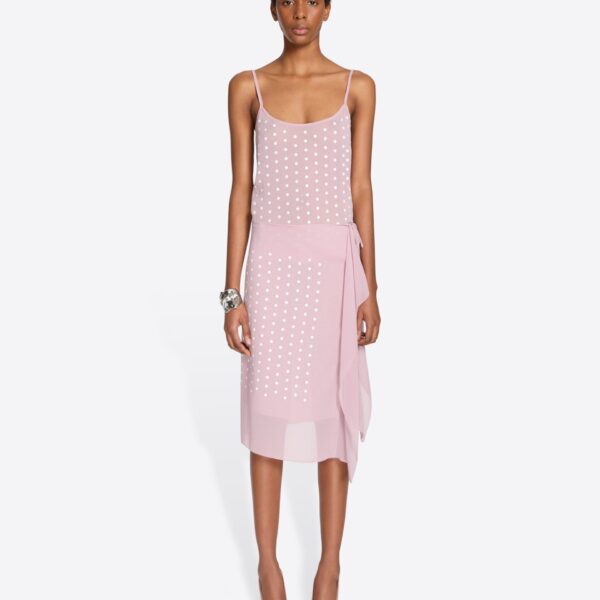 with ruffle detail and hot fix embellishment.