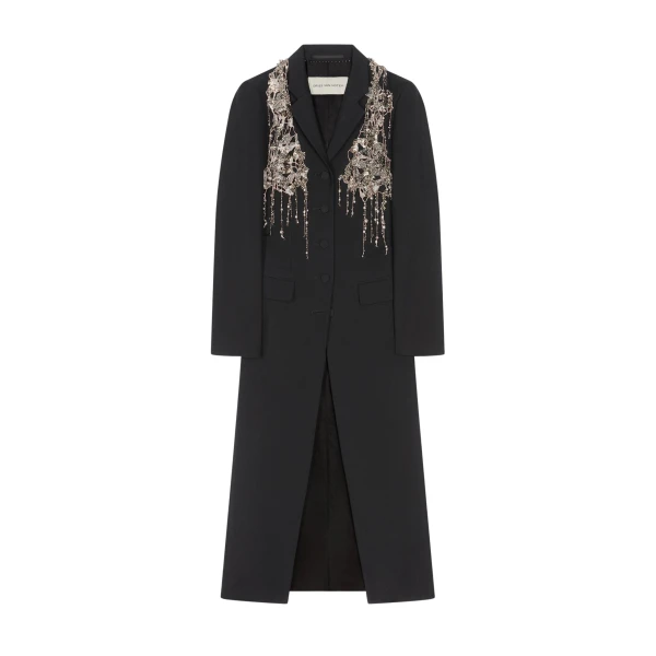 Embellished wool coat