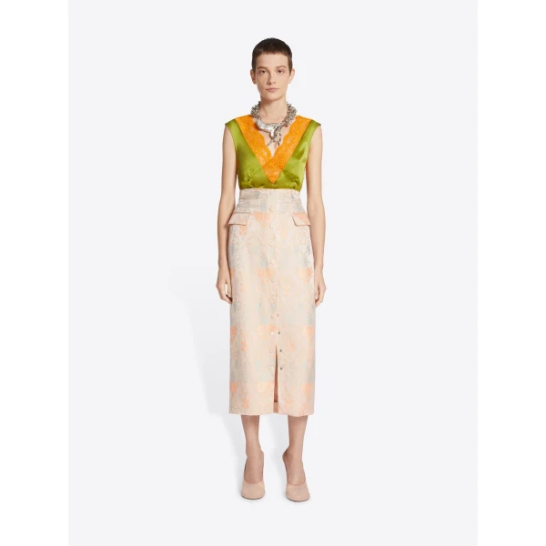 Dries Van Noten Fitted jacquard skirt, view 2