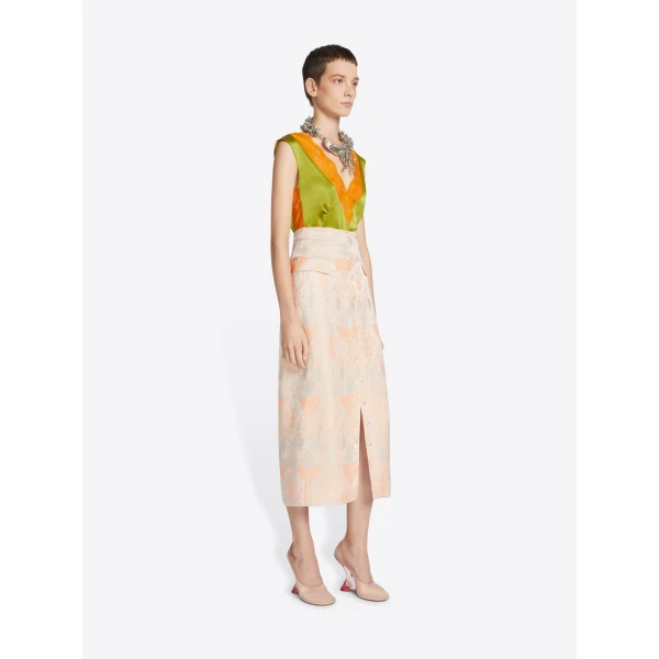 Dries Van Noten Fitted jacquard skirt, view 3