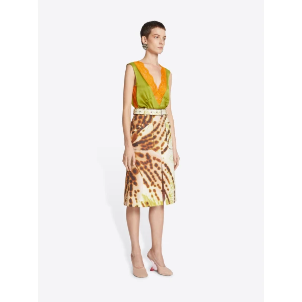 Dries Van Noten Printed belted skirt, view 3