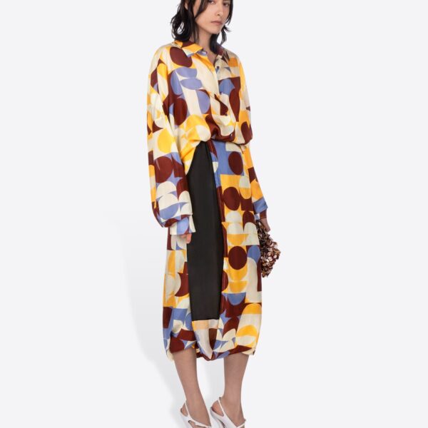 in printed silk.