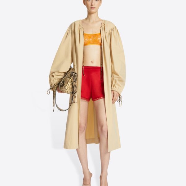 in satin stretch silk.