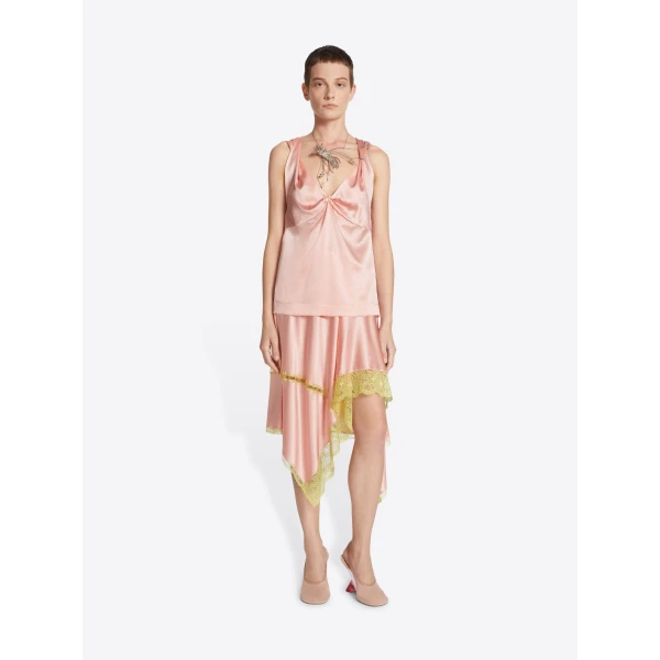 in satin stretch silk.