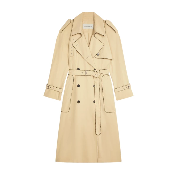 Trench coat with piping