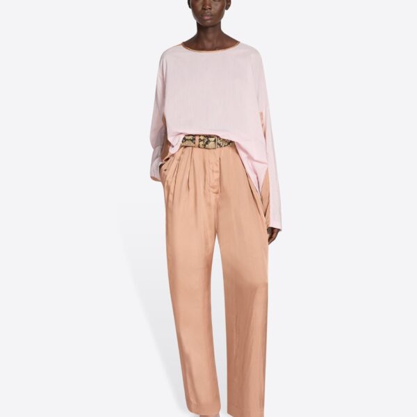 with pleats and patch pockets.