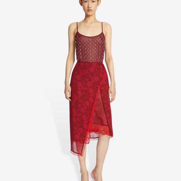 with lace trim and Archive 1997 jacquard print.