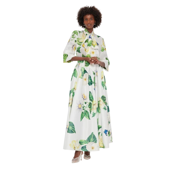 one can almost feel the sensation of sunshine through the fabric. - Tie Neck Silk Blouse - Joie Print in Snow from Coveti
