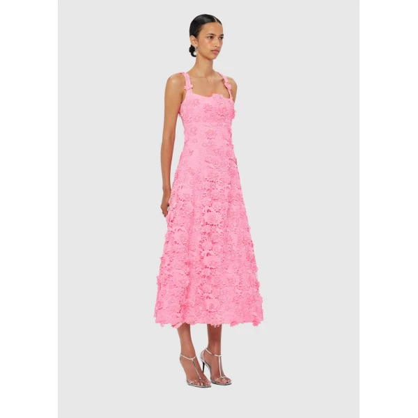 Leo Lin Odette Lace Midi Dress – Bubblegum, view 3