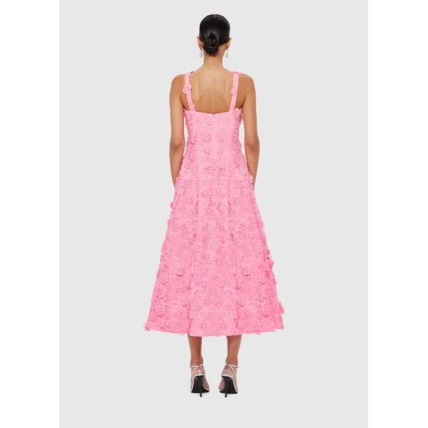 Leo Lin Odette Lace Midi Dress – Bubblegum, view 4