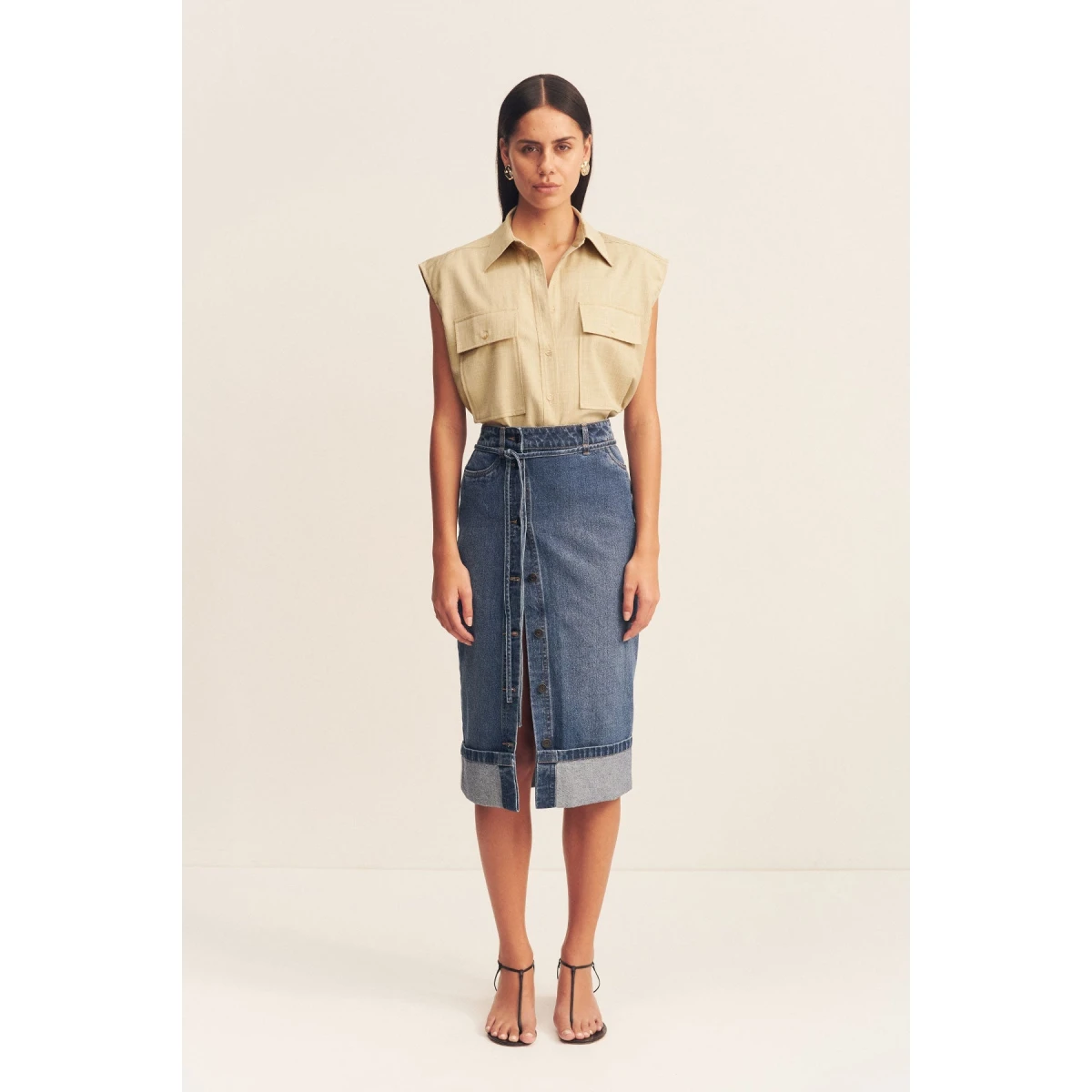 Shona Joy Denim Cotton  Garden Party with relaxed fit and minimalist silhouette for Minimalist Fashion or Elegant Day Clothing