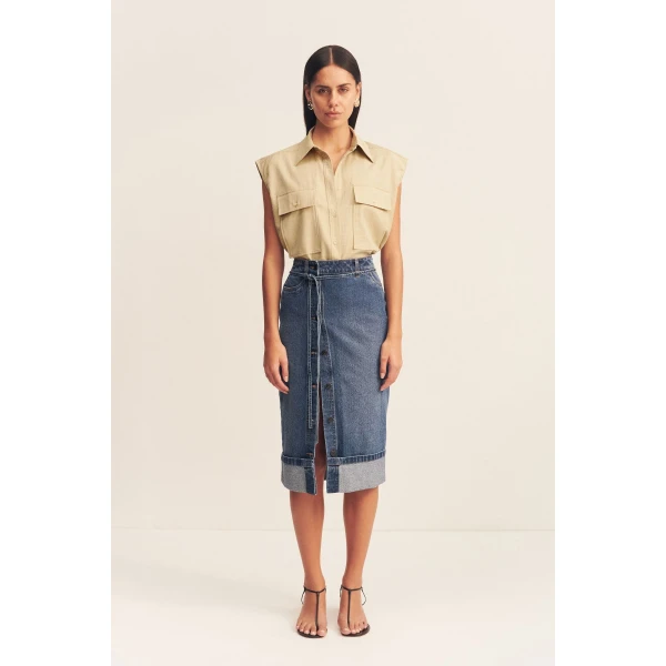 Shona Joy Denim Cotton  Garden Party with relaxed fit and minimalist silhouette for Minimalist Fashion or Elegant Day Clothing
