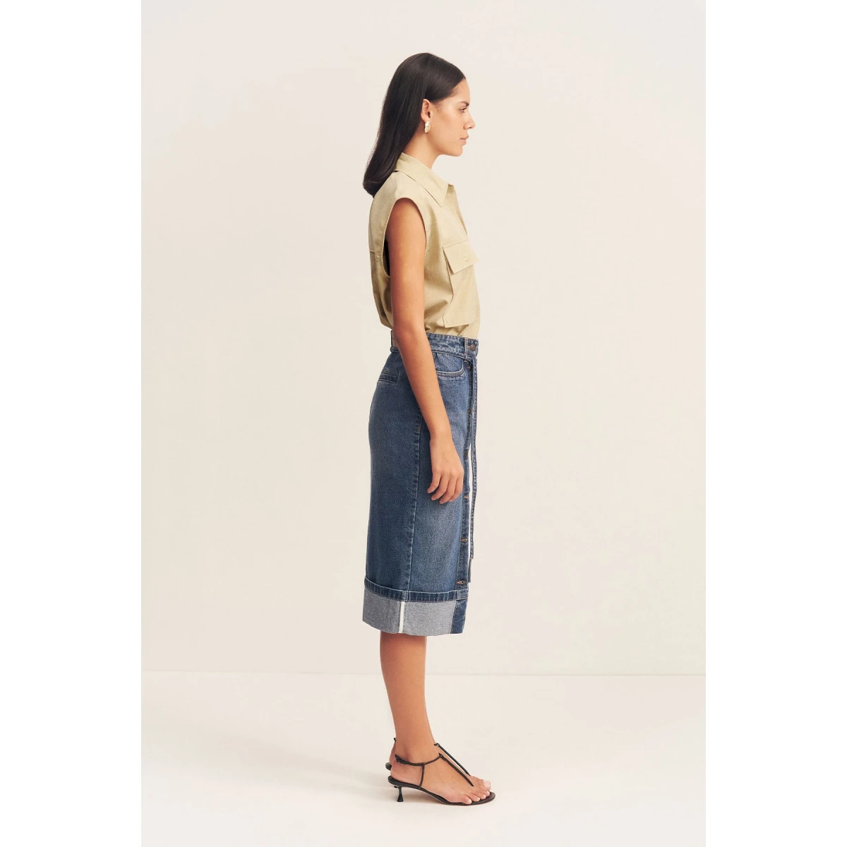 Shona Joy Denim Cotton  Garden Party with relaxed fit and minimalist silhouette for Minimalist Fashion or Elegant Day Clothing