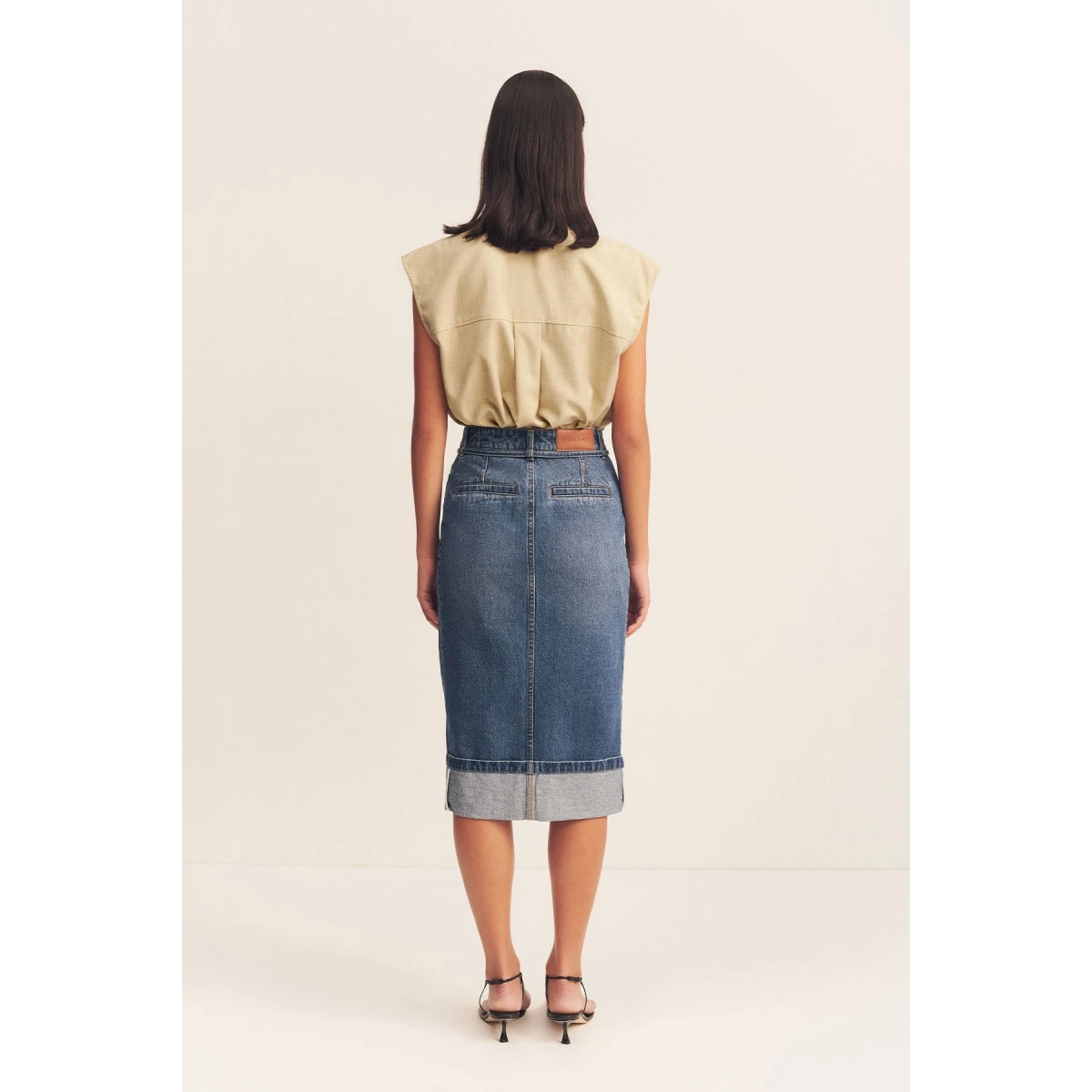 Boyd Split Front Pencil Midi Skirt - Vintage Blue - Image 5
