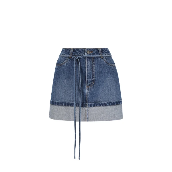 Shona Joy Boyd Cuffed Mini Skirt – Vintage Blue