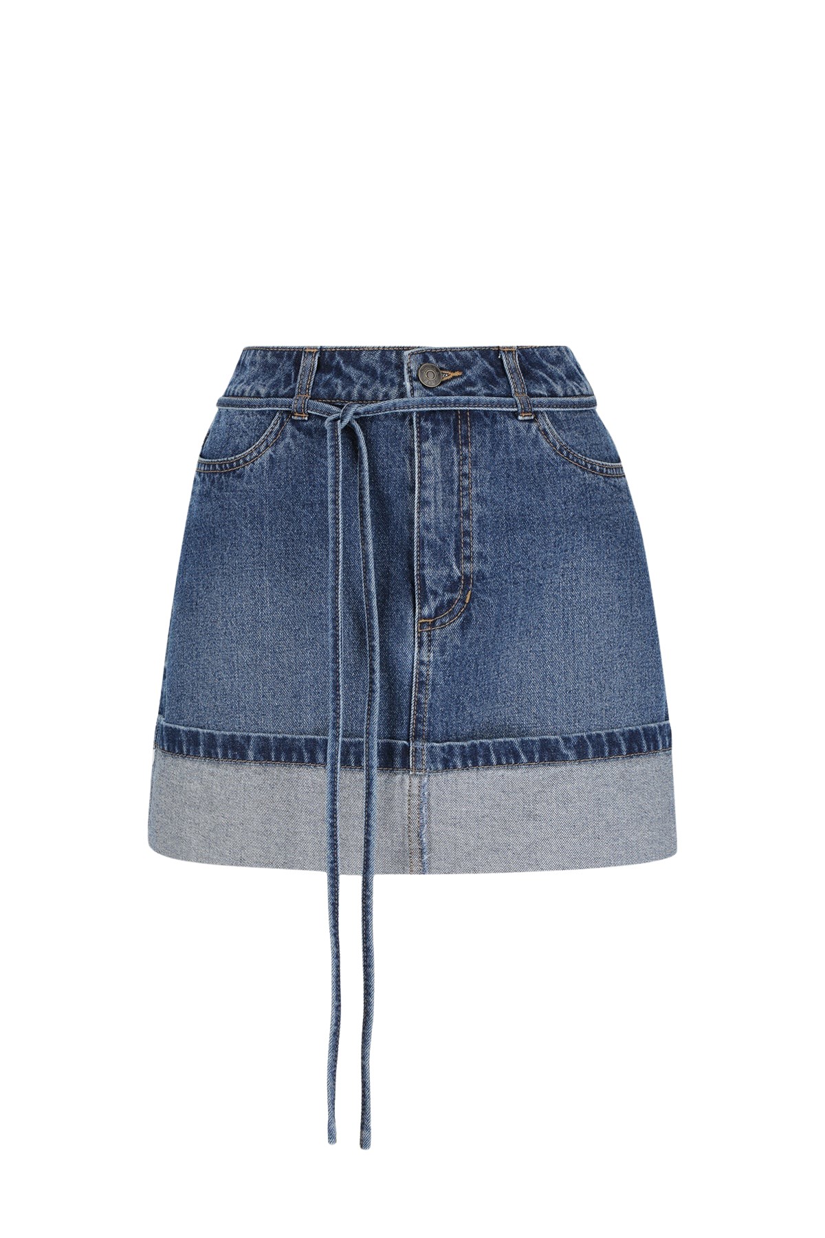 Shona Joy Boyd Cuffed Mini Skirt – Vintage Blue