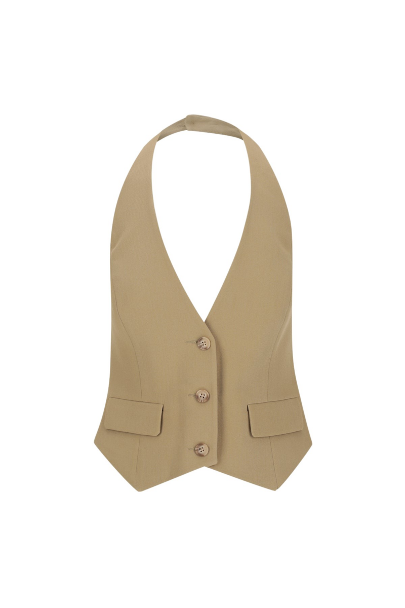 Irena Halter Neck Vest - Oak - Image 1