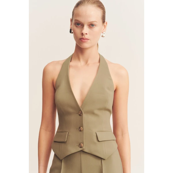 Irena Halter Neck Vest - Oak - Image 3
