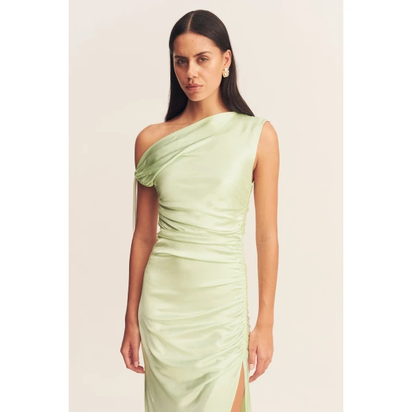 La Lune Gathered Maxi Dress - Key Lime - Image 3
