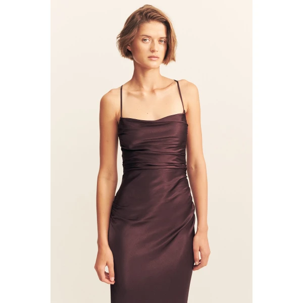 La Lune Lace Back Maxi Dress - Espresso - Image 3